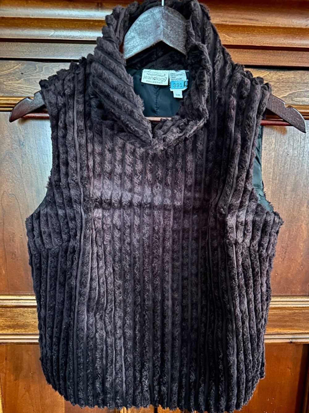 Newport News Jeanology Collection Sleeveless Ribbed Vest Lined Purple  Size 10